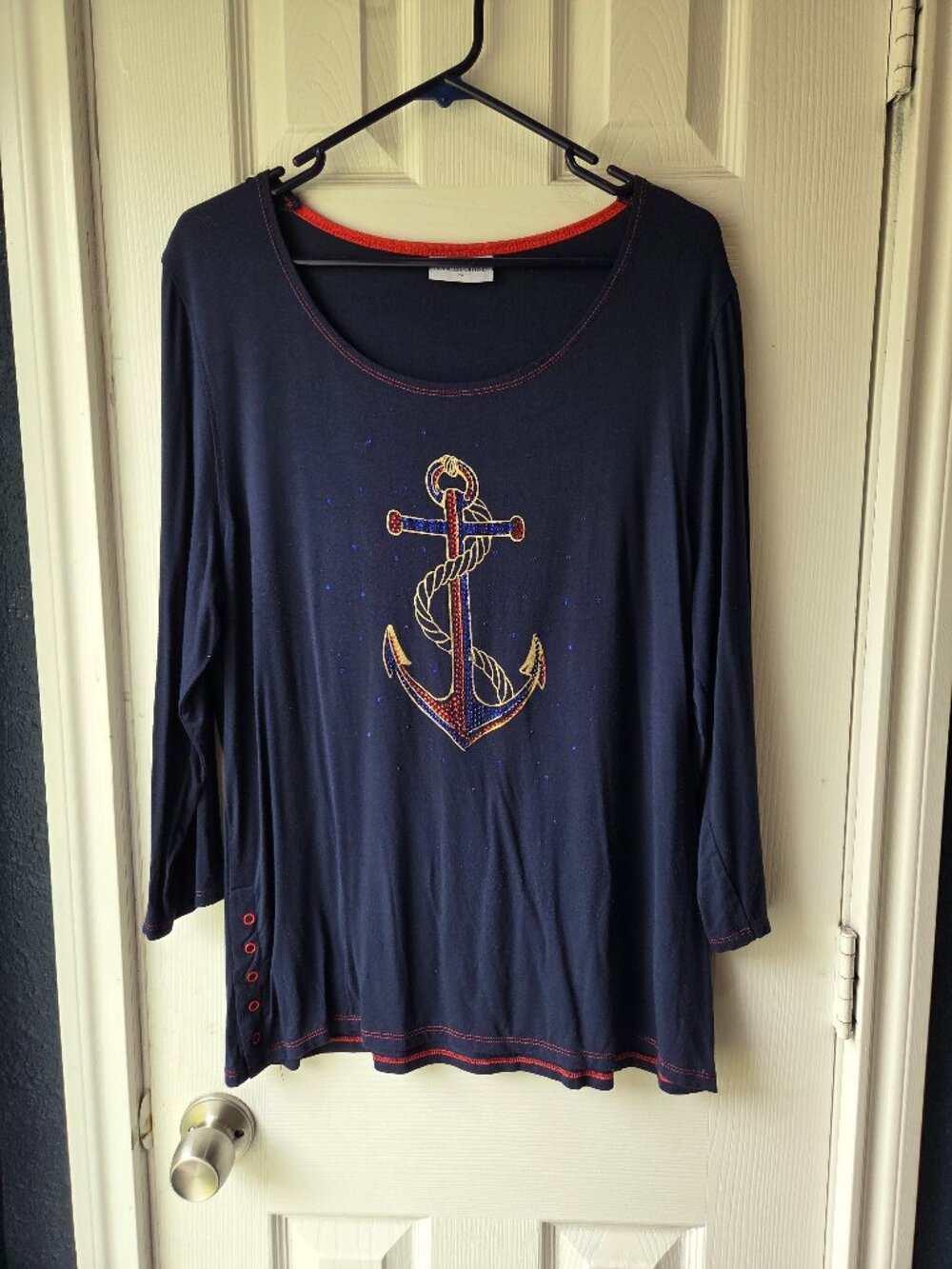 Princess Cruise Anchor Sparkled Navy Top XL